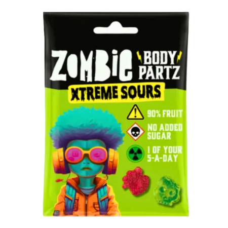 Zombie Body Partz Xtreme Sours, caramelle gommose aspre da 35g
